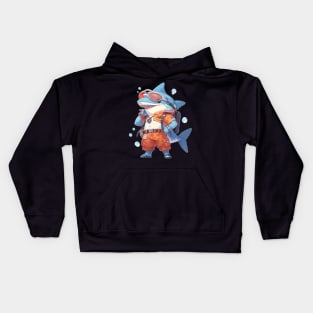 Funny Anime Shark Scuba Diver Kids Hoodie